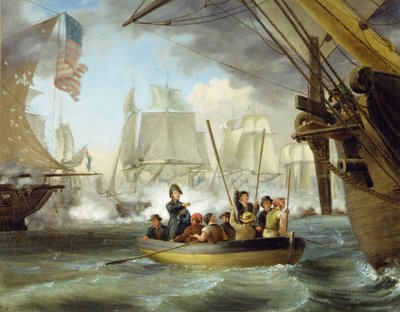 Commodore Perry i slaget ved Lake Erie (olje på lerret) av Thomas Birch