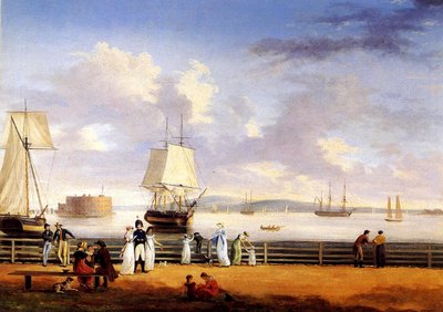 New York havn, ca. 1810 av Thomas Birch