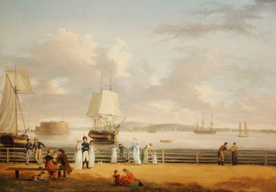 The Battery and Harbour, New York, ca. 1811-1812 av Thomas Birch