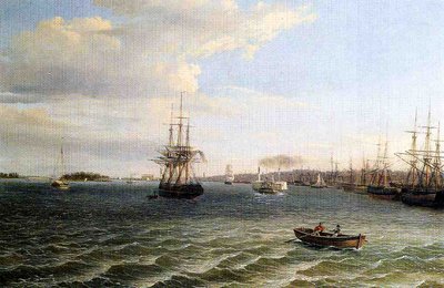 Utsikt over Philadelphia (olje på lerret) av Thomas Birch