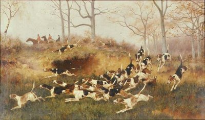 In Full Cry, ca. 1880 (olje på lerret) av Thomas Blinks