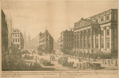 En utsikt over Mansion House, utnevnt til residensen til Lord Mayor of London av Thomas Bowles