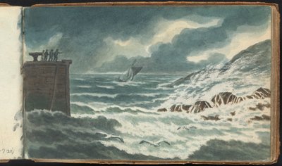 Album med landskaps- og figurstudier: Storm på sjøen av Thomas Bradshaw