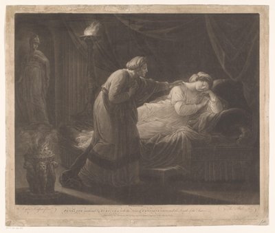 Penelope wordt gewekt av Euryclea Penelope vekket av Euryclea, med nyheter om Ulysses' tilbakekomst, og friernes død (tittel på objekt) av Thomas Burke