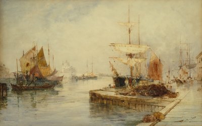 Inngang til Giudecca Venezia, ca. 1870 (blyant og akvarell) av Thomas Bush Hardy
