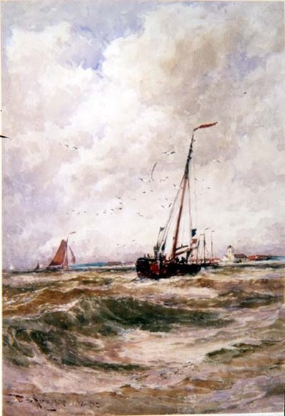Fiskebåter utenfor Katwick av Thomas Bush Hardy