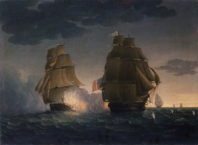 Flukt fra HMS Belvidera fra den amerikanske fregattpresidenten, 1815 av Thomas Butterworth