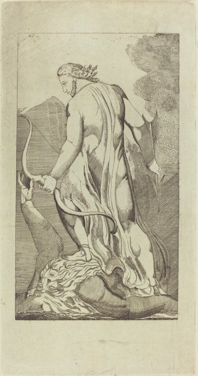Kristus tramper Satan av Thomas Butts, Jr. after William Blake