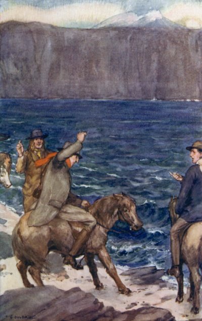 Illustrasjon for A Journey to the Center of the Earth av Jules Verne (farge litho) av Thomas Cantrell Dugdale