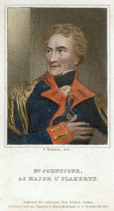 Mr Johnstone som major OFlaherty, 1818. av Thomas Charles Wageman