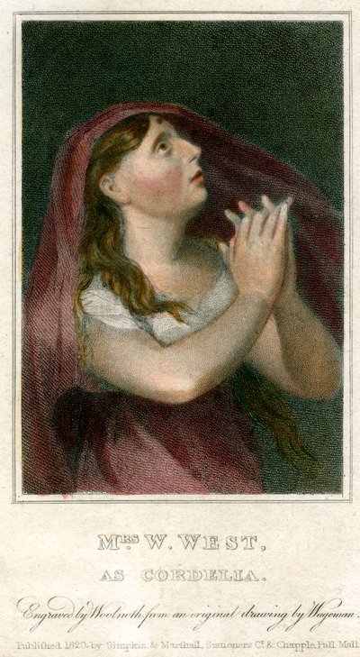 Fru W West som Cordelia, 1820. av Thomas Charles Wageman