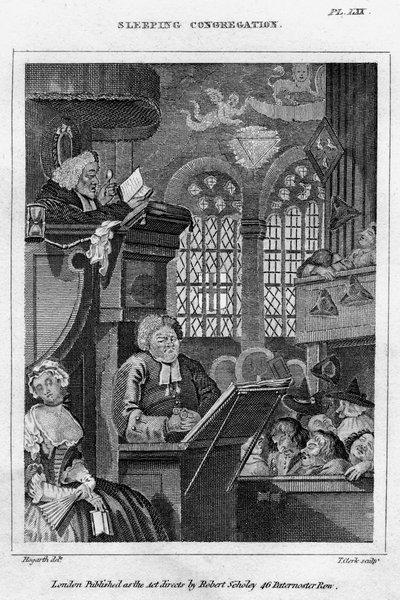 Sovende menighet, 1700-tallet. av Thomas Clerk