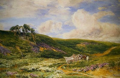 Landskap med vogn (akvarell på papir) av Thomas Collier