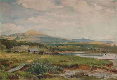 Elvescene med hytter, c1887 av Thomas Collier
