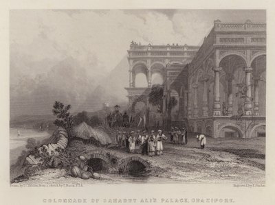Kolonnaden til Saadat Ali-palasset, Ghazipur (farge litho) av Thomas Colman (after) Dibdin