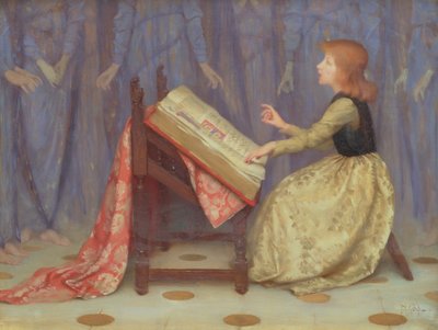 Jente sitter i et interiør av Thomas Cooper Gotch