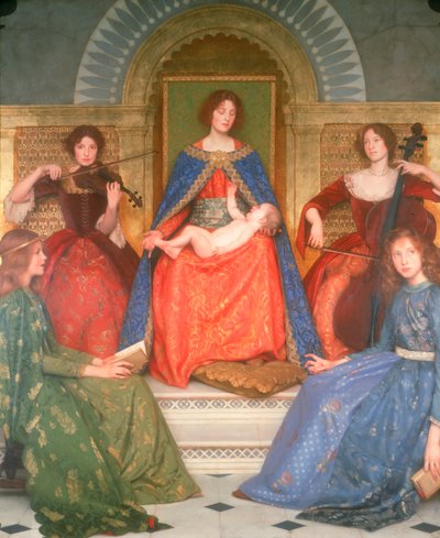 Holy Motherhood, ca. 1902 (olje og bladgull på lerret) av Thomas Cooper Gotch