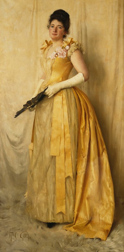 The Lady in Gold - A Portrait of Mrs, ca. 1891 av Thomas Cooper Gotch