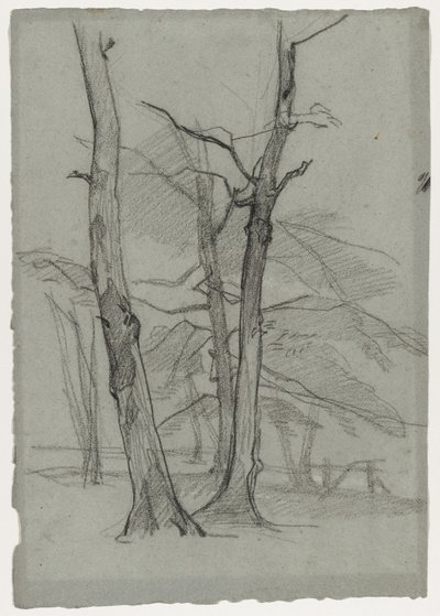 Landskapsstudie med trær, ca. 1870-1875. av Thomas Couture