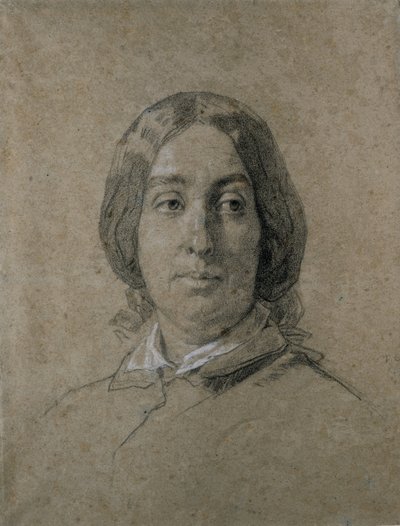 Portrett av George Sand. av Thomas Couture