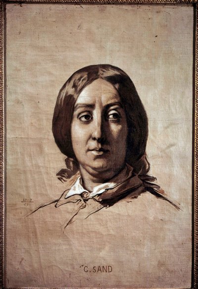 Portrett av Georges Sand (1804-1876) (Aurore Dupin, Baronne Dudevant) Fransk forfatter Tegning av Thomas Couture (1815-1879) 1859 Søn. 0,61x0,4 m Versailles, musee du chateau av Thomas Couture