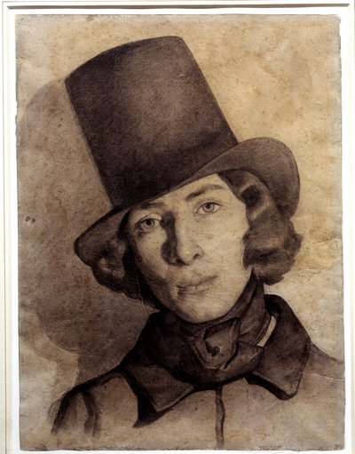 Portrett av Maurice Sand (1823-1889), sønn av George Sand, 21 år gammel - Udatert tegning av Thomas Couture (1815-1879) - denne tegningen ble lenge betraktet som den til hans mor George Sand, Musee de la Vie Romantikk, Paris av Thomas Couture