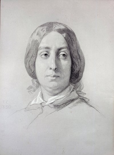 Portrett av bokstavkvinnen George Sand (1804-1876) Aurore Dupin, Baronne Dudevant Tegning av Thomas Couture (1815-1879) 1844 Paris, Museum of Romantic Life av Thomas Couture