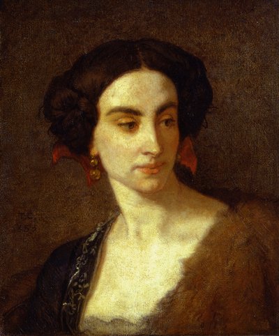 Studie av kvinneansikt (Mademoiselle Poinsot) av Thomas Couture