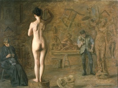 William Rush (1756-1833) skjærer ut sin allegoriske figur av Schuylkill-elven av Thomas Cowperthwait Eakins