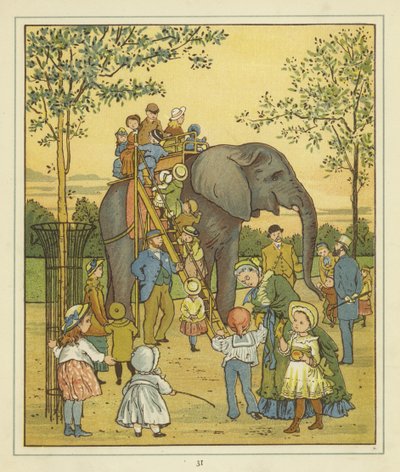 En gruppe mennesker i London Zoo fotograferer ved siden av en elefant som gir turer av Thomas Crane