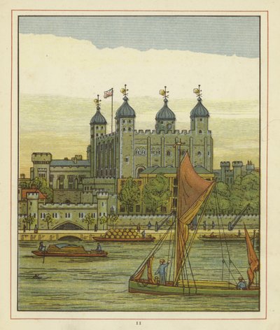 Båter på Themsen med Tower of London bortenfor av Thomas Crane