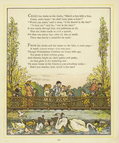 Verslinjer illustrert av et bilde av mennesker på en bro av Thomas Crane