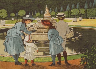 Paris: en dag i Versailles (farge litho) av Thomas Crane