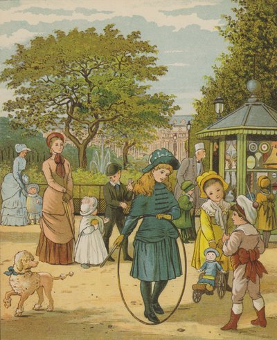 Paris: hagene til Palais Royale (farge litho) av Thomas Crane