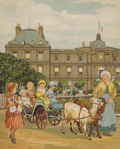 Paris: Luxembourghagen (farge litho) av Thomas Crane