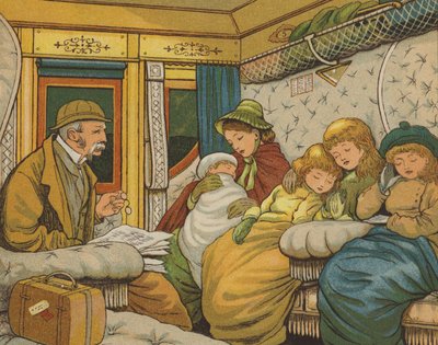 Nattreisen til Calais (farge litho) av Thomas Crane