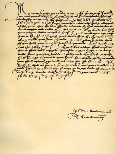 Brev fra Thomas Cranmer til Thomas Cromwell, Ford, 13. august 1537 av Thomas Cranmer