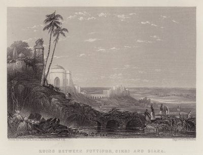 Ruiner mellom Futtipur, Sikri og Biana (farge litho) av Thomas Creswick