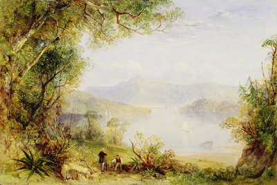 Utsikt over Hudson River, ca. 1840-45 (olje på panel) av Thomas Creswick