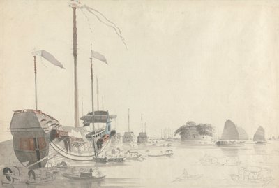 Båter nær et nederlandsk Folly Fort, Canton av Thomas Daniell