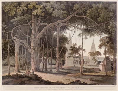 Hindu-templer ved Agouree ved elven Soane av Thomas Daniell