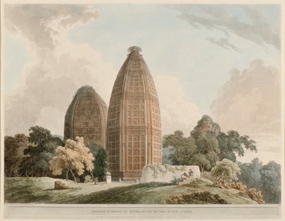 Hindoo Temples at Bindrabund on the River Jumna av Thomas Daniell