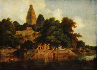 Hindu-tempelet ved Bindrabund på Jumna, 1797, 1922. av Thomas Daniell