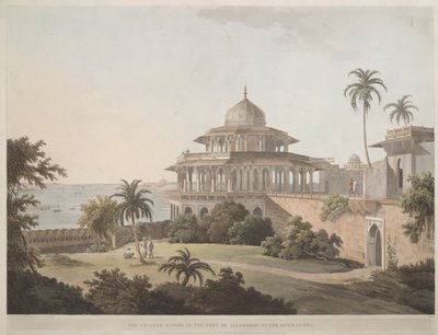 Chalees Satoon i fortet i Allahabad ved elven Jumna av Thomas Daniell