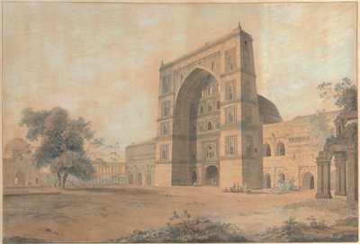 Moskeen ved Juanpore bygget av Sultan Hussain Sherki | Tatt i desember 1789 av Thomas Daniell