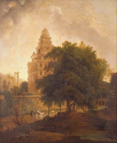 Reisende på en sti ved Kalyan Mahal, Gingee, Tamil Nadu av Thomas Daniell