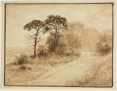 Landskap med svingete vei, 1833. av Thomas Doughty