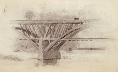 Tegning av Girard Avenue BridgeVerso Sketch Of An Oar, ca. 1871. av Thomas Eakins
