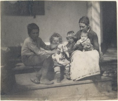 [Frances Crowell med uidentifisert gutt, Katie, James og Frances Crowell], 1890., 1890. av Thomas Eakins