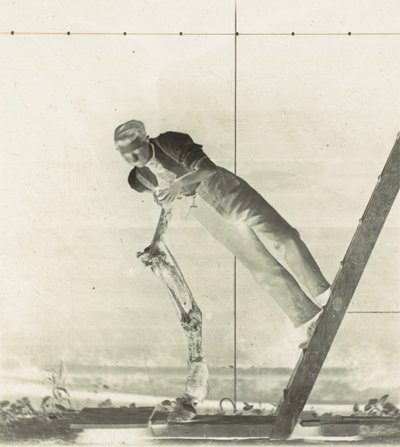 Mann på en stige med dissekert hestebein, 1880-tallet. av Thomas Eakins